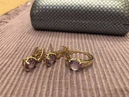 Золотые серьги 585 пробы с аметистами. Вес 4.28 - Киев