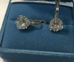 Серебряные серьги с крупными фианитами - Киев